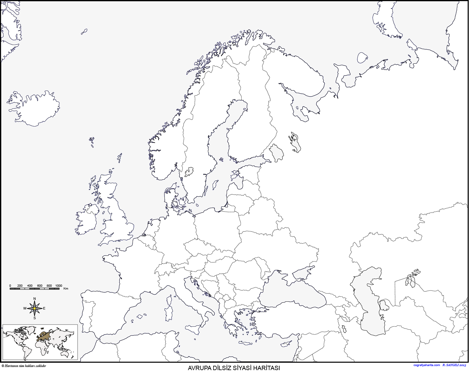 avrupa haritası fiziki siyasi dilsiz avrupa kıtasında olan Ülkeler