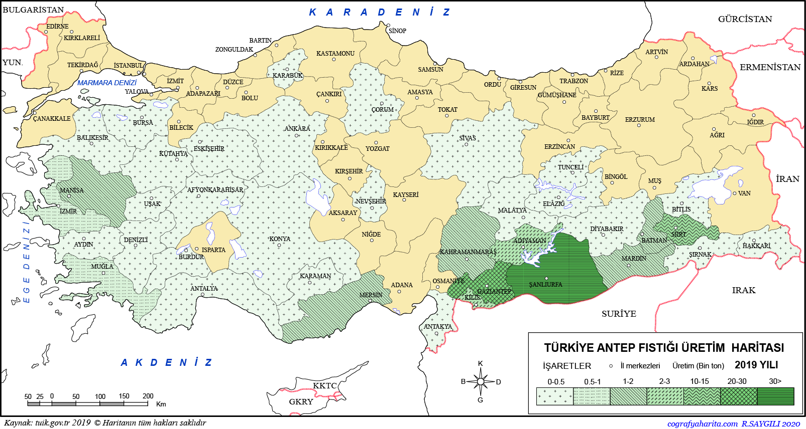 Türkiye Antep Fıstığı Üretim Haritası