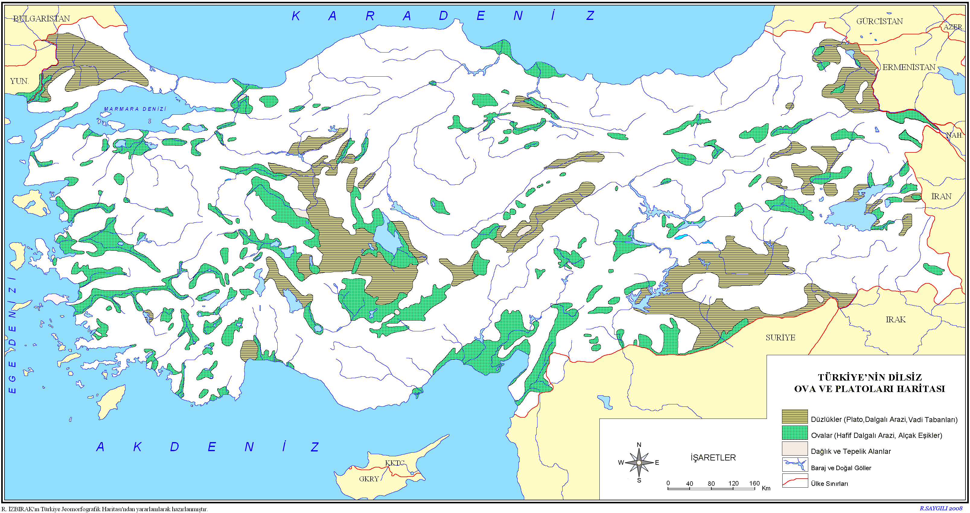 Türkiye Dilsiz Haritaları: Akarsular, Göller, Dağlar, Ova Ve Platolar