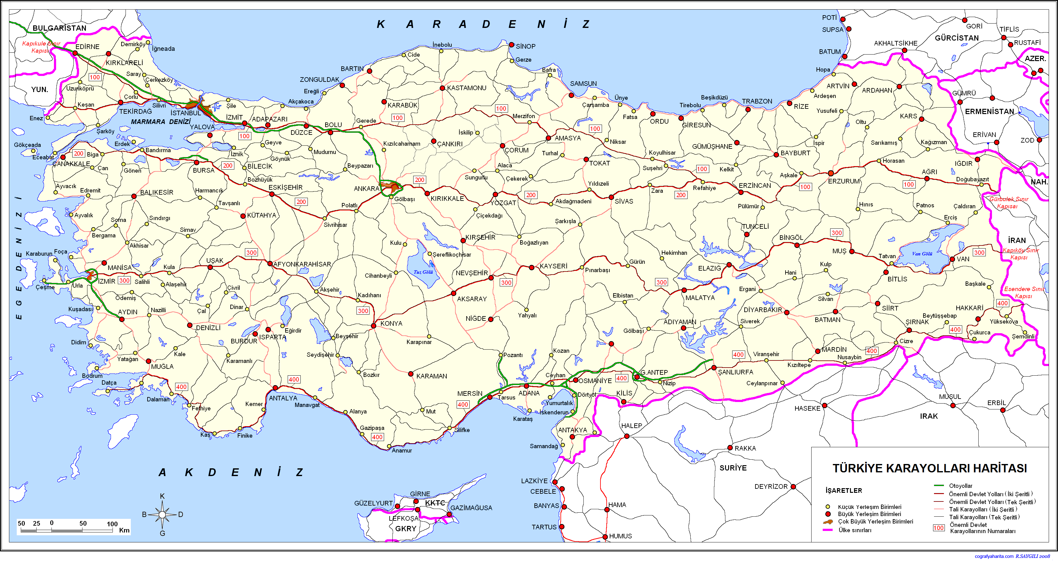 Türkiye'nin Karayolları Haritası: İl Sınırları İle Birlikte Türkiye'de