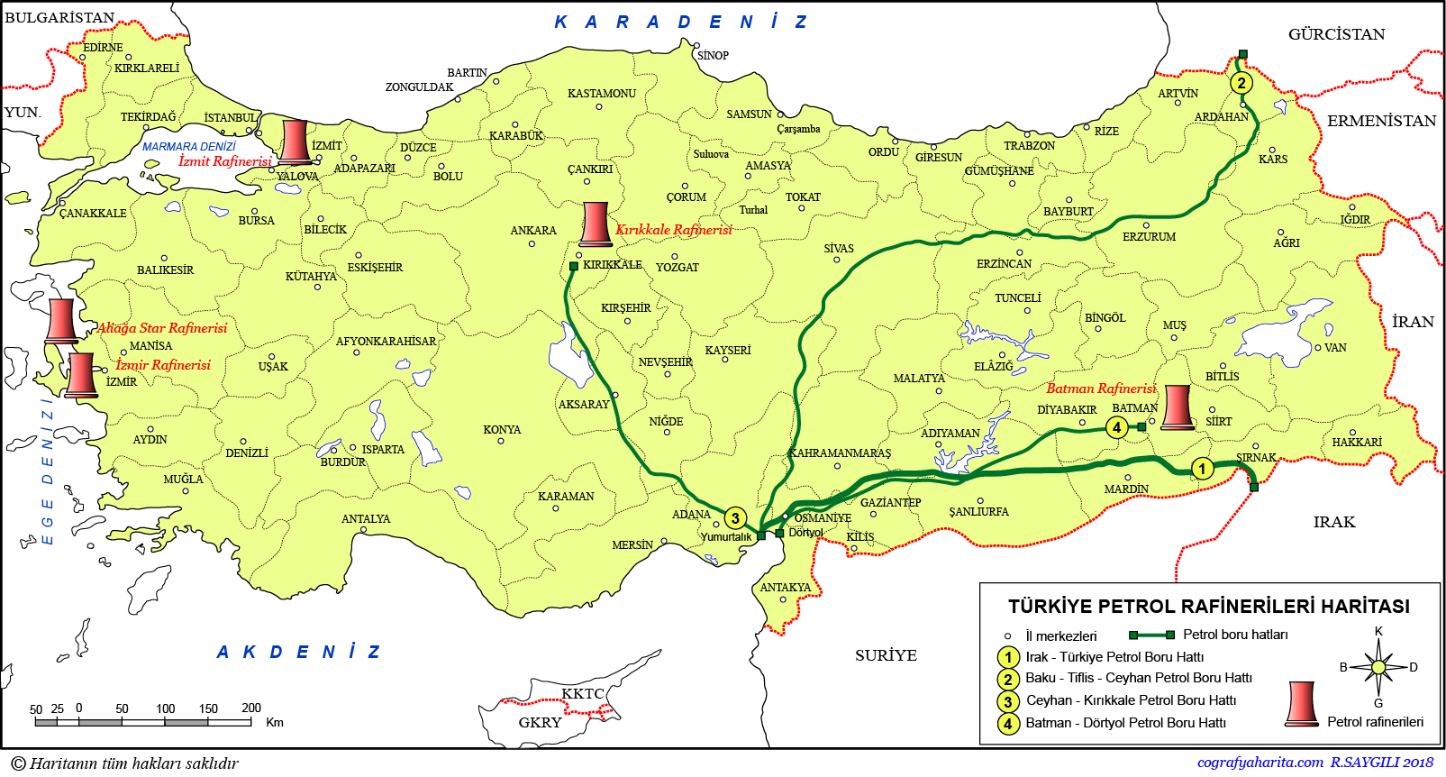 Türkiye Petrol Rafinerileri Haritası