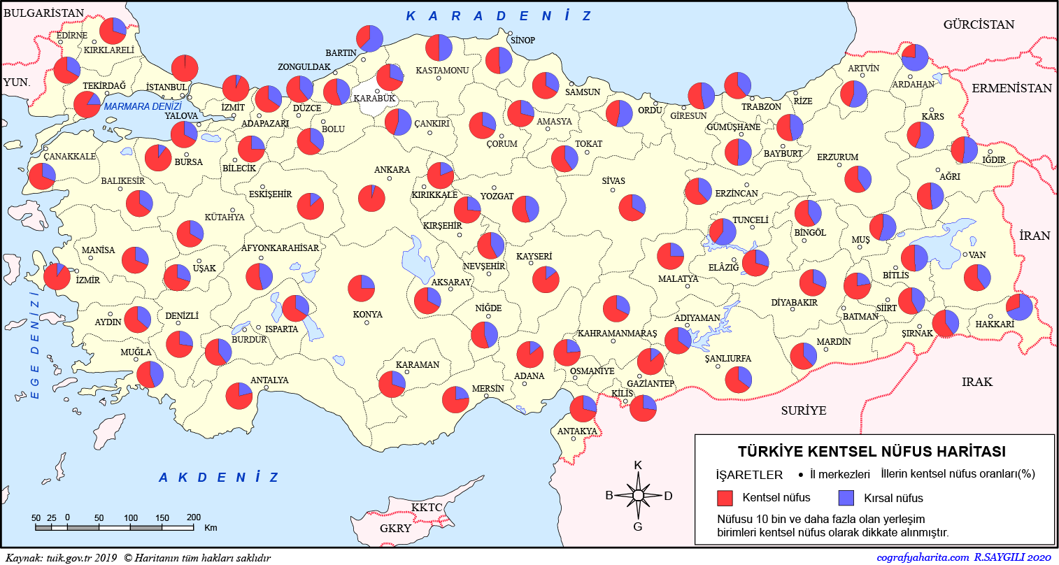 turkiye kentsel nufus haritasi kentsel nufus nedir illerin kentsel nufus yogunlugu oranlari
